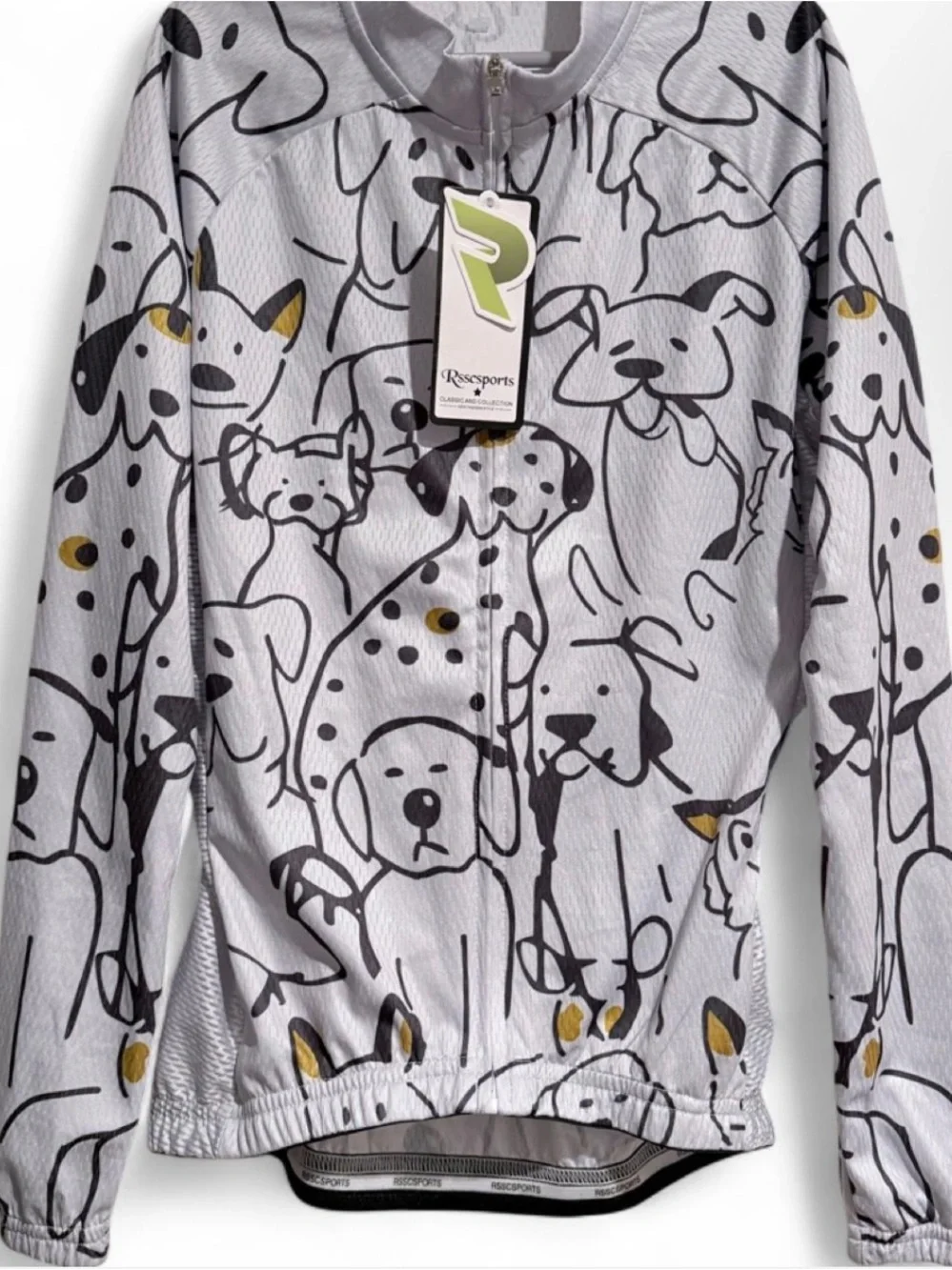 NWT RCCS SPORTS Jersey Like Athletic Puppy Dog Pattern Unisex Zip Up Jacket 6/8